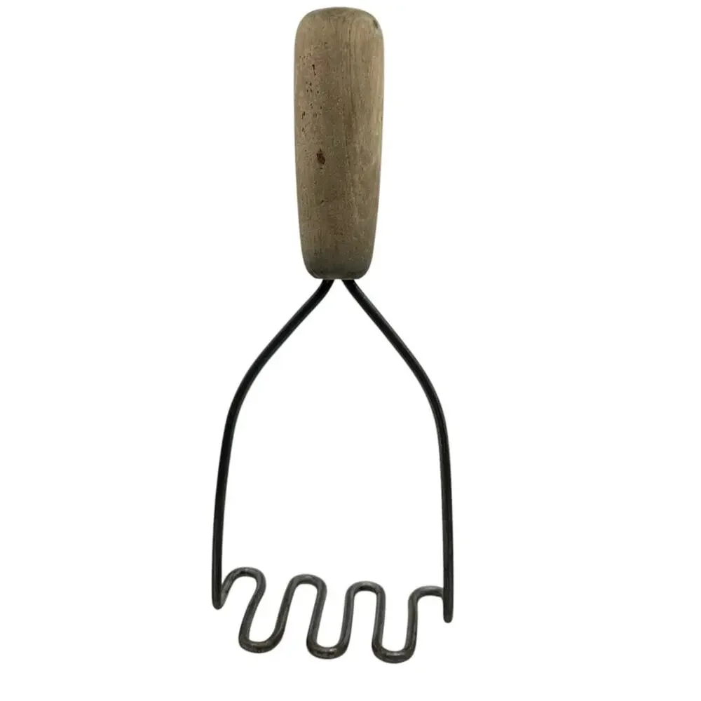 Vintage Potato Masher Wooden Handle Metal Farmhouse Decor 8.5 inch